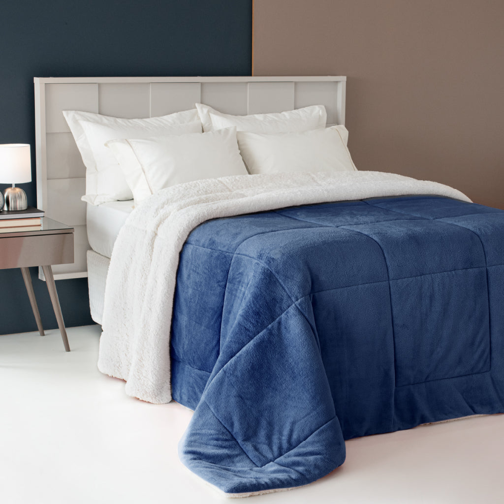 KIT 2 Coberdrom Pele de Carneiro Sherpa Tamanho KING DUPLA FACE