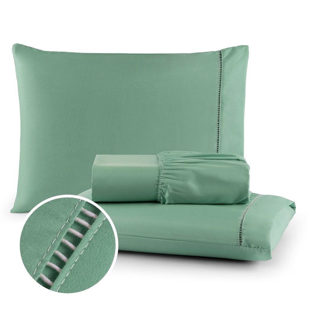 Jogo de Lenço Queen 3 Peças Ponto Palito 400 Fios Micropercal