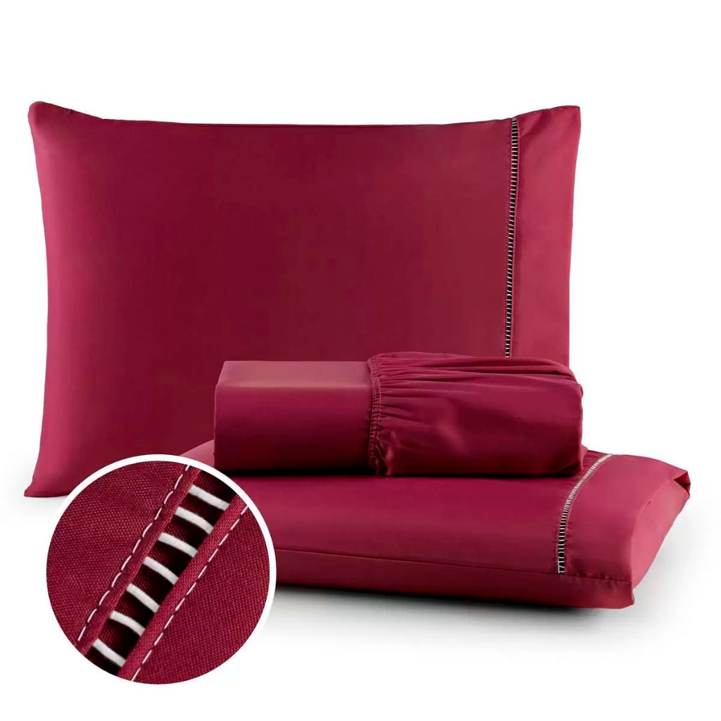 Jogo de Lençol solteiro 2 Peças 400 Fios Ponto Palito micropercal